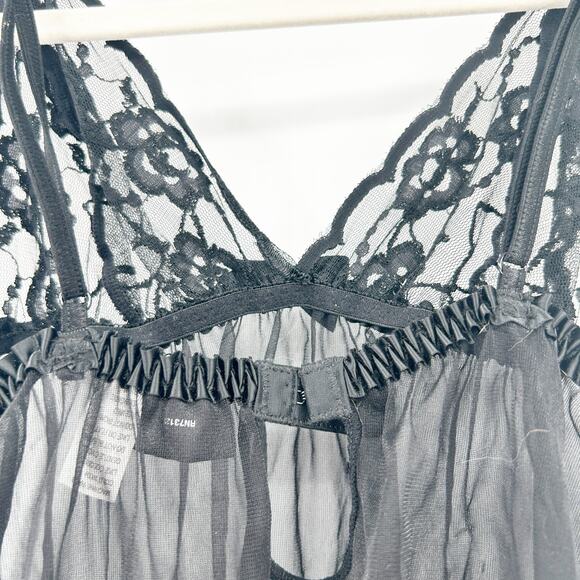 Fredericks of Hollywood Womens‎ Y2K Whimsigoth Sheer Mesh Lace Babydoll Tank M - Picture 7 of 8